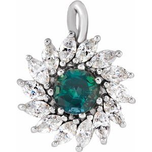 Platinum Lab-Grown Alexandrite & 5/8 CTW Natural Diamond Halo-Style Pendant