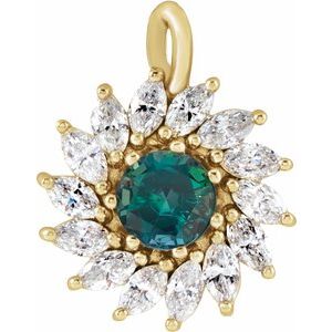 14K Yellow Gold Lab-Grown Alexandrite & 5/8 CTW Natural Diamond Halo-Style Pendant