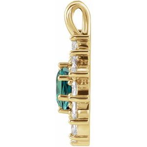 14K Yellow Gold Lab-Grown Alexandrite & 5/8 CTW Natural Diamond Halo-Style Pendant