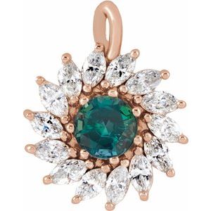 14K Rose Gold Lab-Grown Alexandrite & 1/2 CTW Natural Diamond Halo-Style Pendant