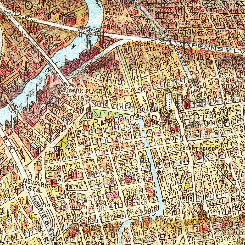 Vintage Map of Newark, New Jersey 1916