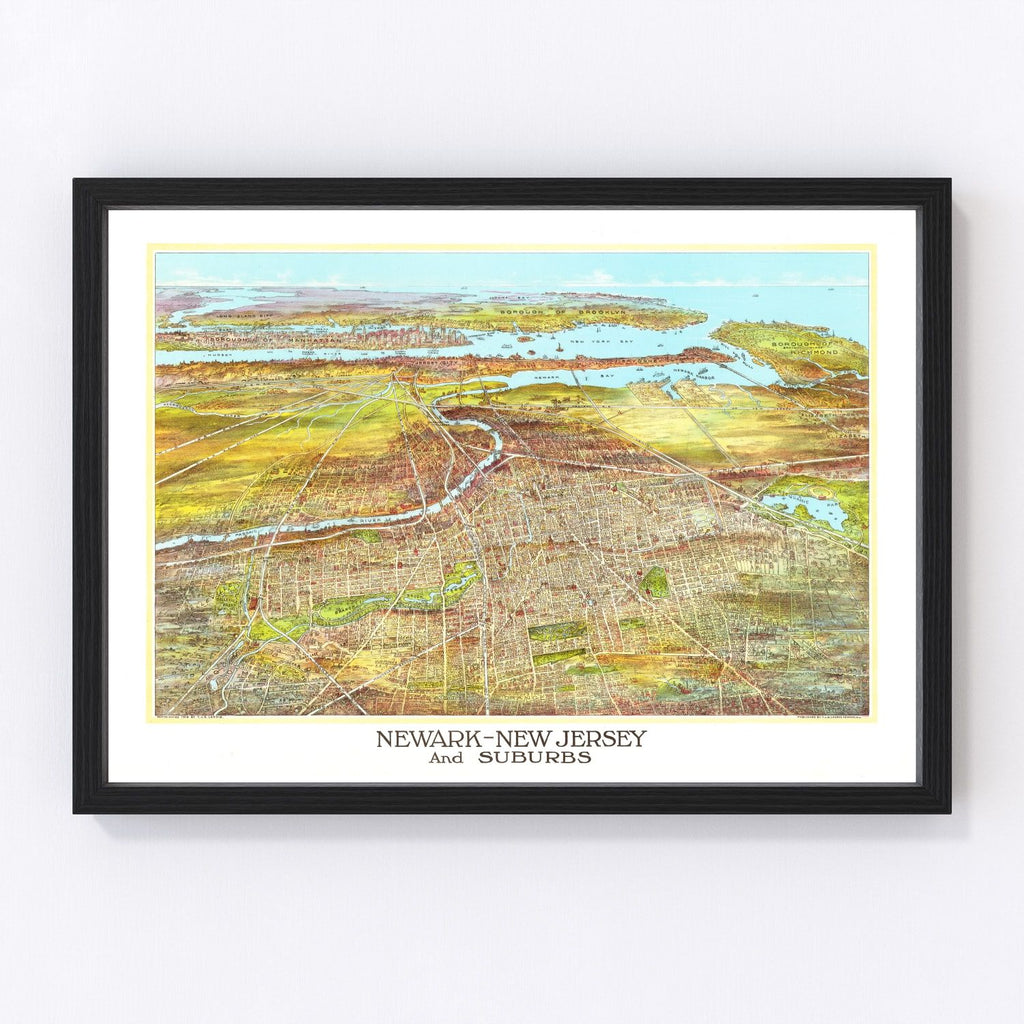 Vintage Map of Newark, New Jersey 1916