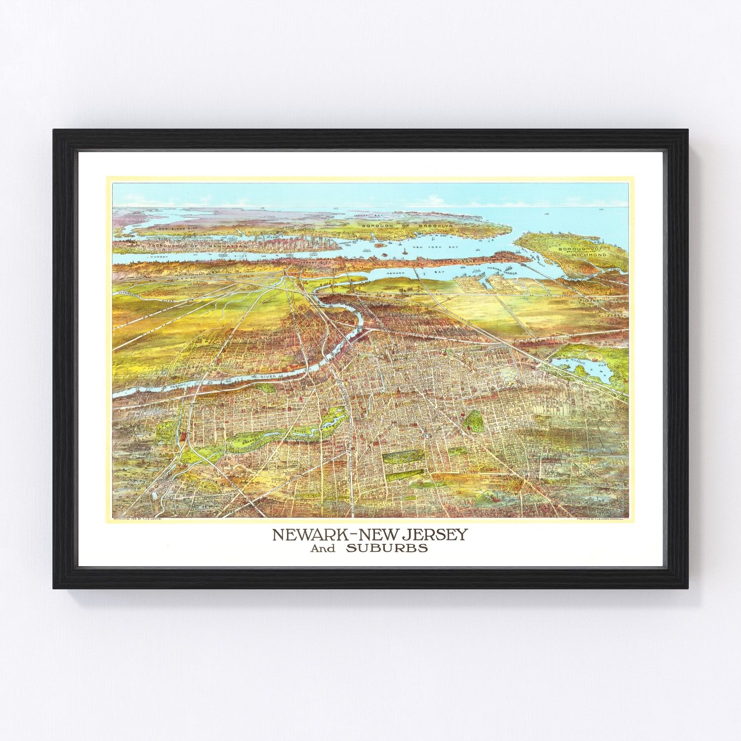 Vintage Map of Newark, New Jersey 1916
