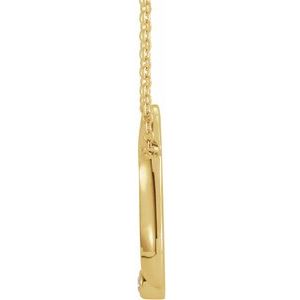 14K Yellow Gold .03 CT Natural Diamond Shiva Trishula 16" Necklace