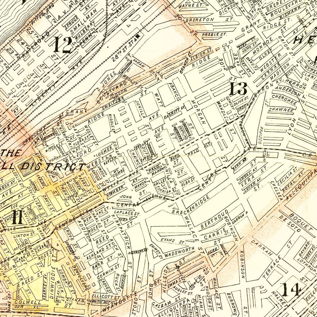 Vintage Map of Pittsburgh, Pennsylvania 1898