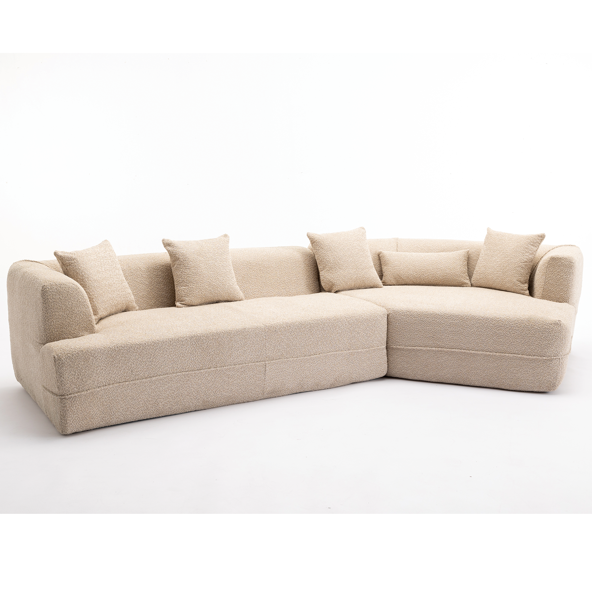 [VIDEO PROVIDED][ New And Upgraded Extended Edition]Modular sofa , modern minimalist style sofa,  upholstered ,  free combination, round fiber fabric, anti-wrinkle fabric,Dimension extension,Brown