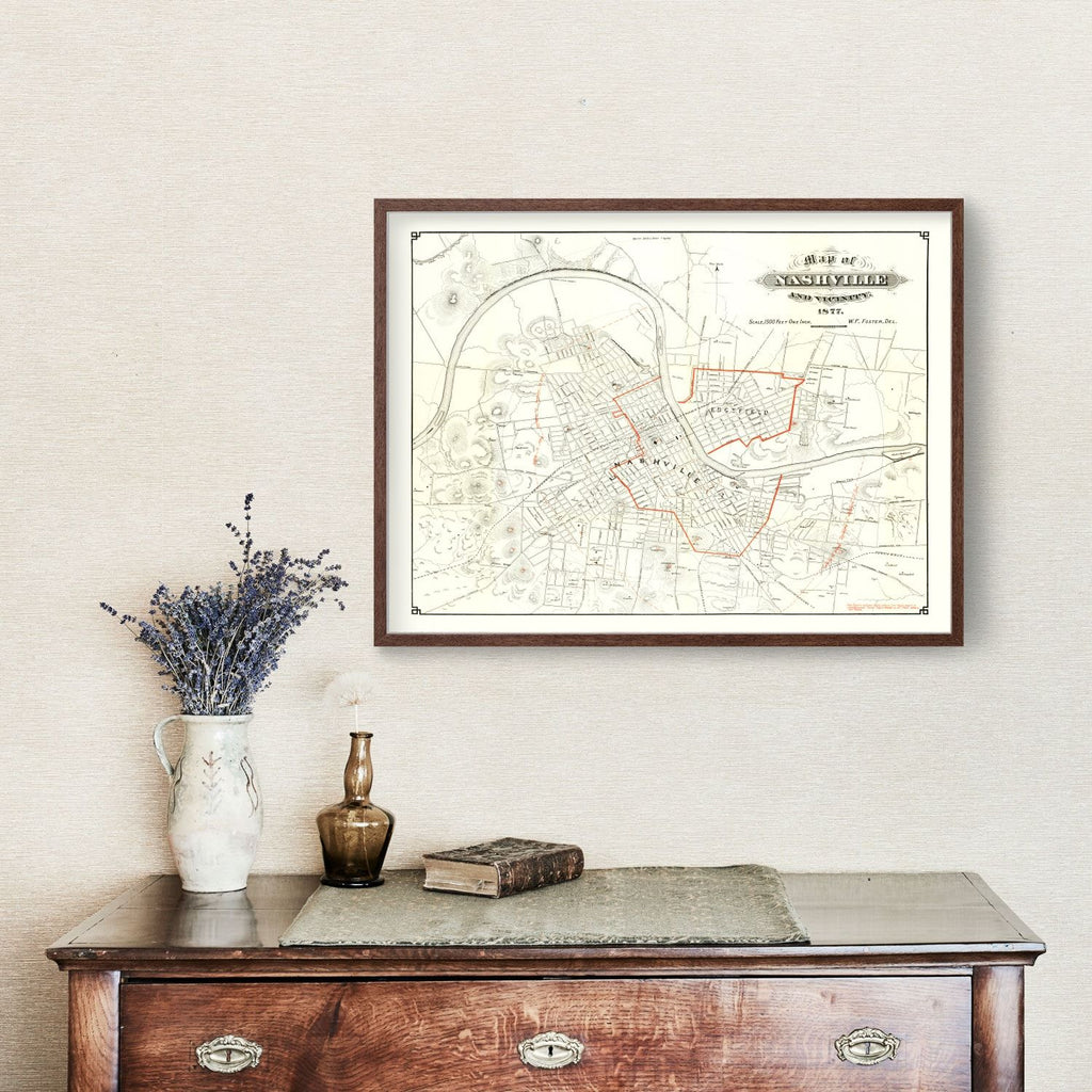 Vintage Map of Nashville, Tennessee 1879