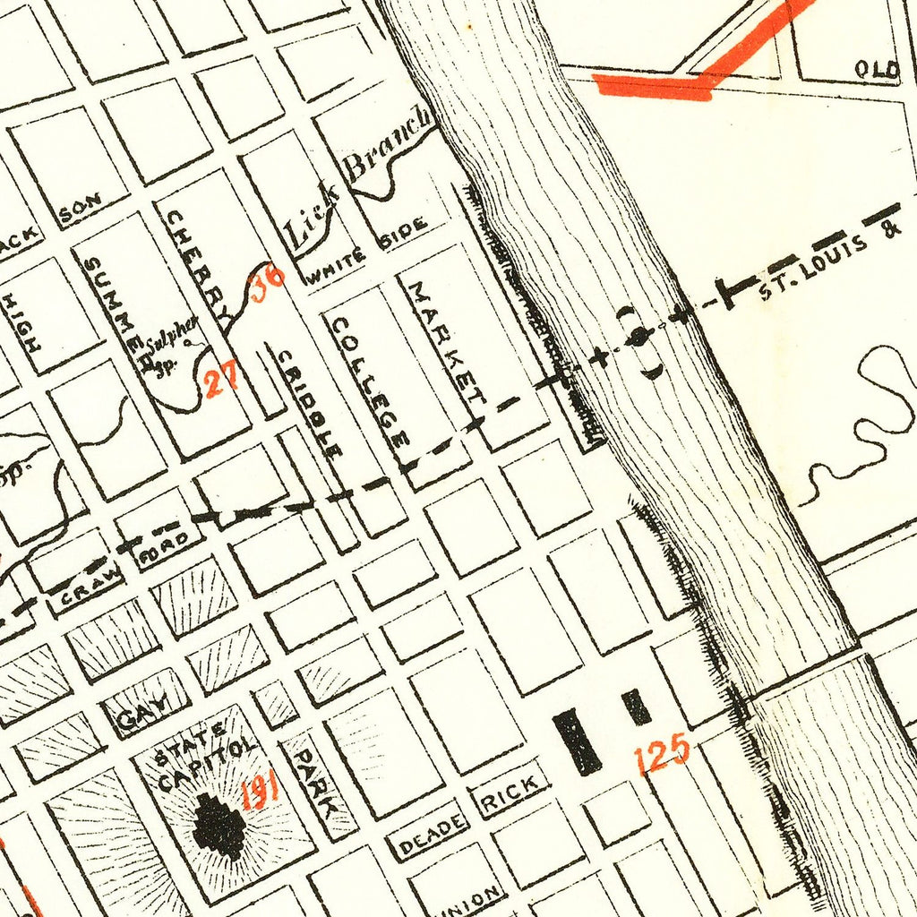 Vintage Map of Nashville, Tennessee 1879