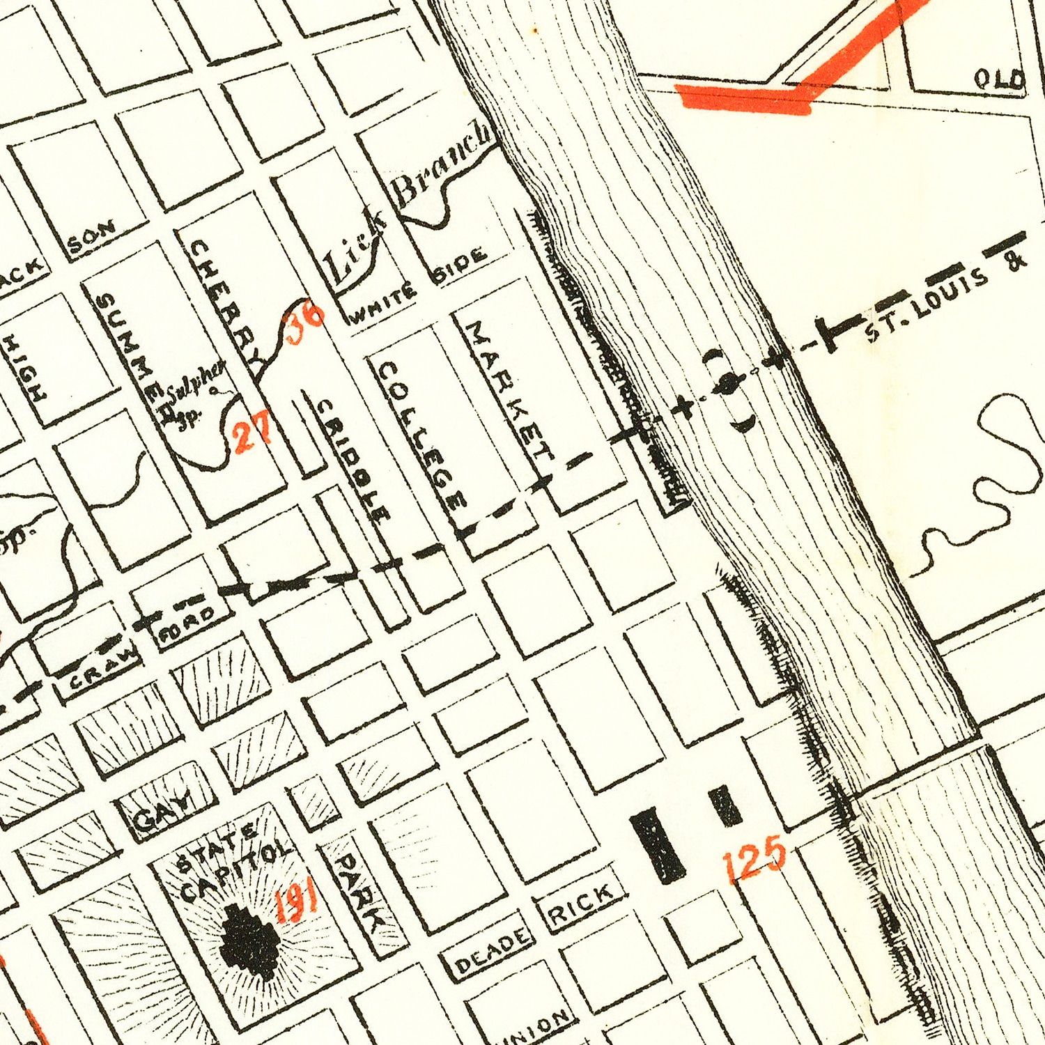 Vintage Map of Nashville, Tennessee 1879