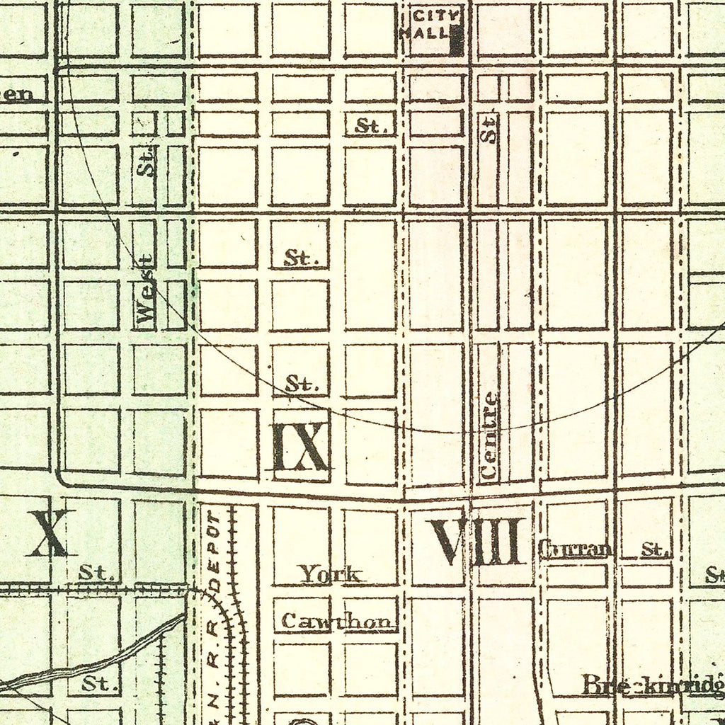 Vintage Map of Louisville, Kentucky 1875