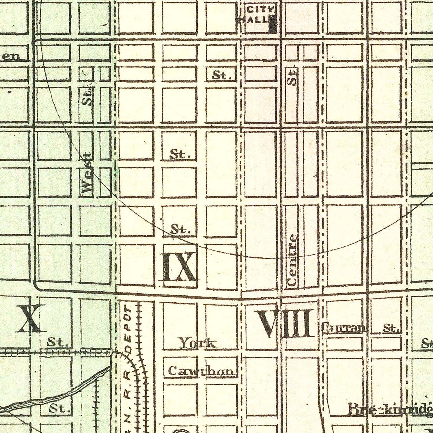 Vintage Map of Louisville, Kentucky 1875