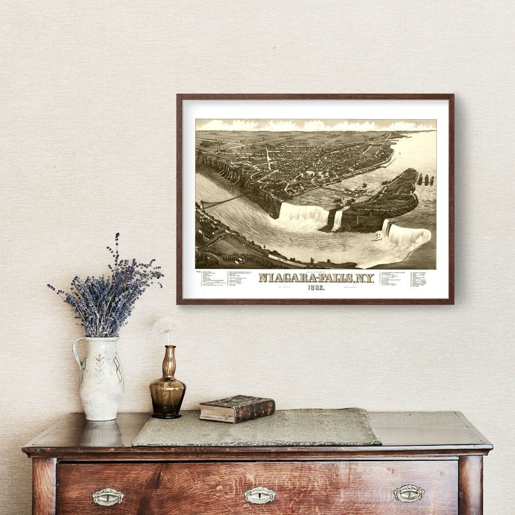 Vintage Map of Niagara Falls, New York 1882