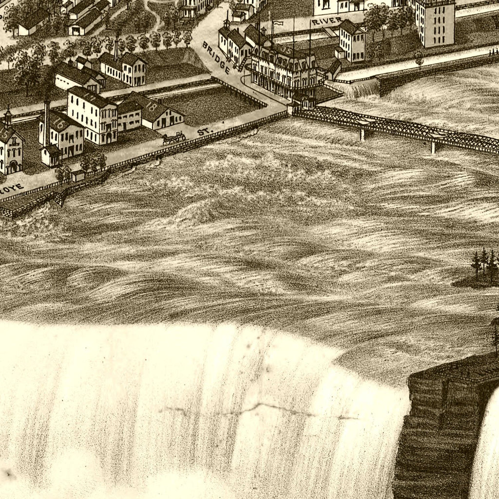 Vintage Map of Niagara Falls, New York 1882
