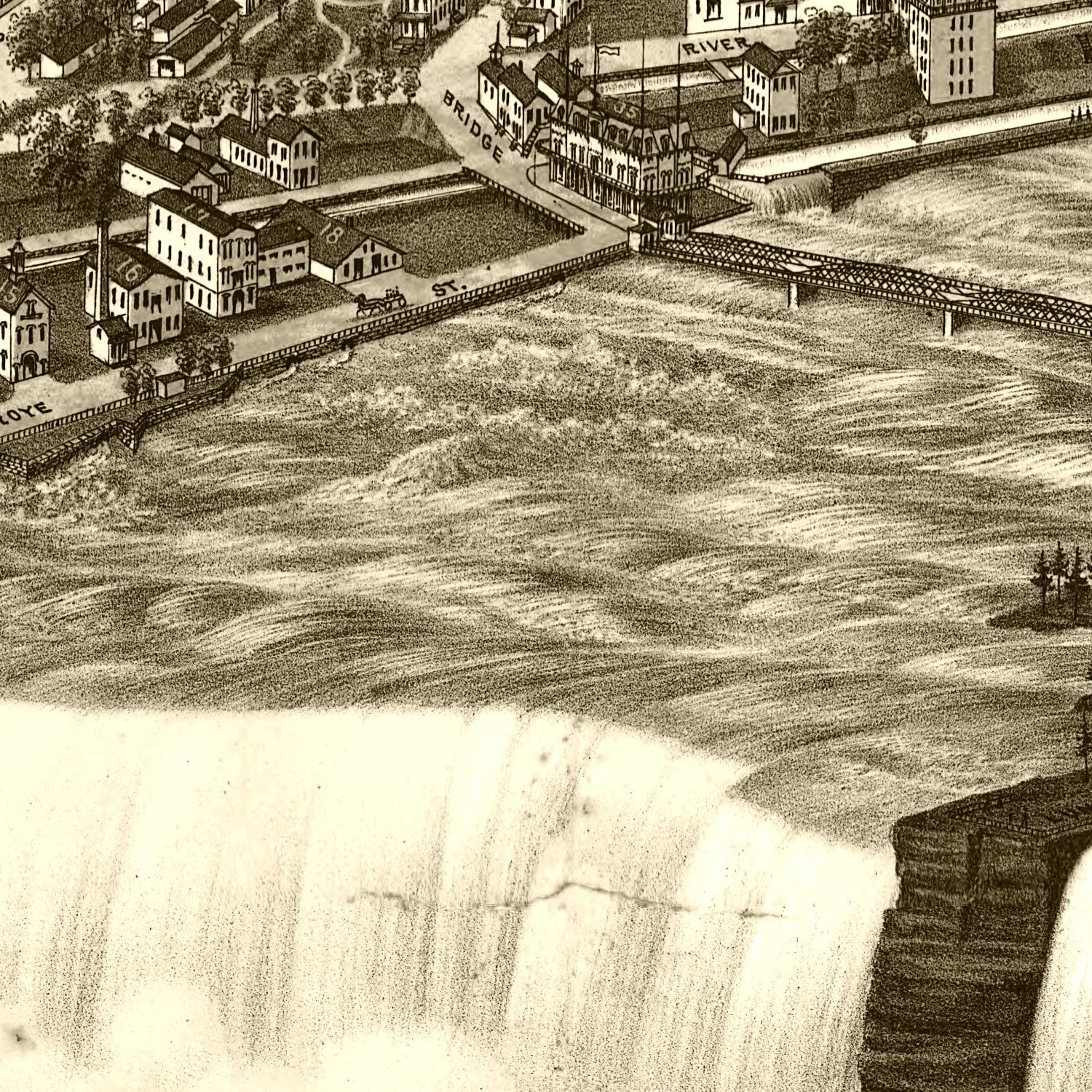 Vintage Map of Niagara Falls, New York 1882