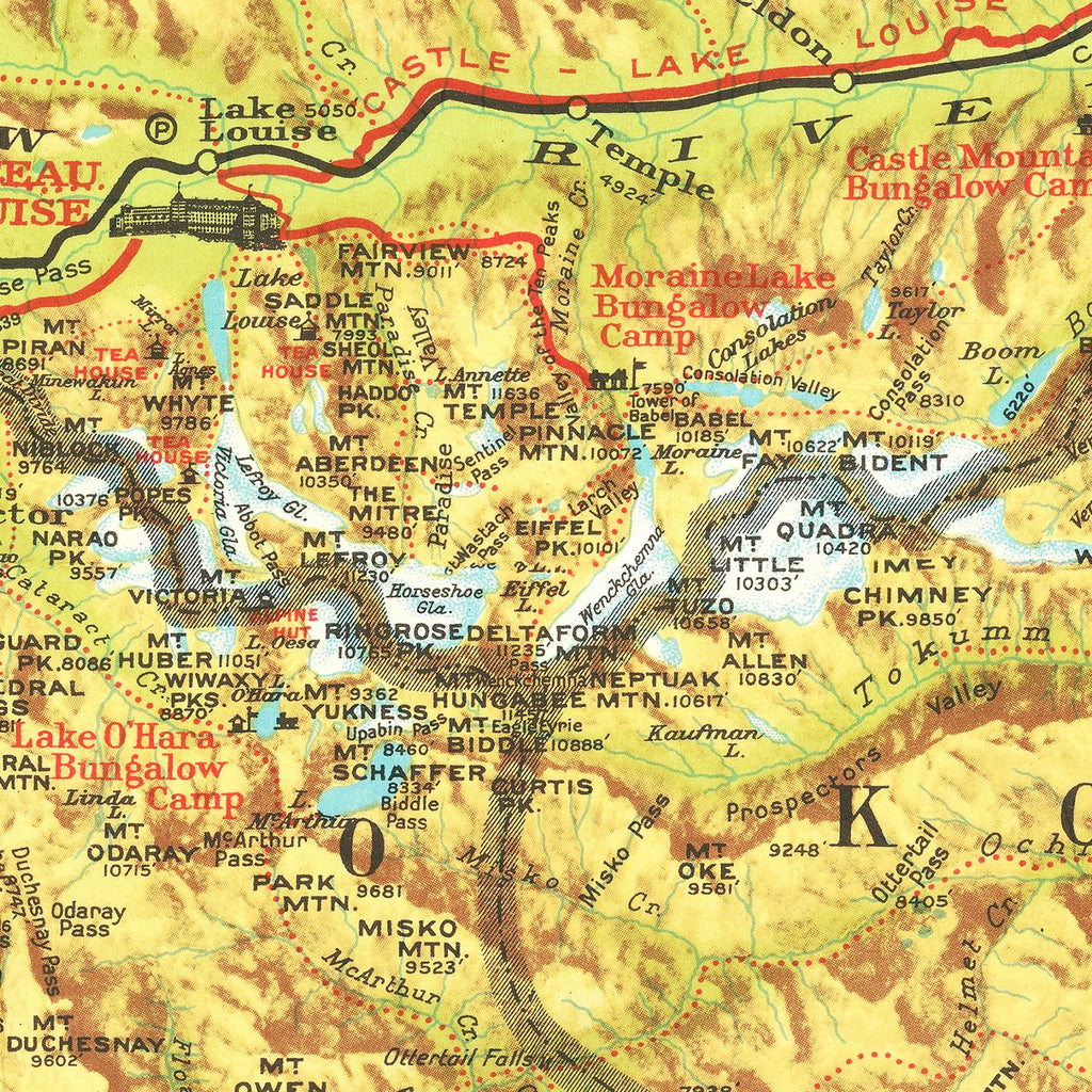 Vintage Map of the Canadian Rockies 1930