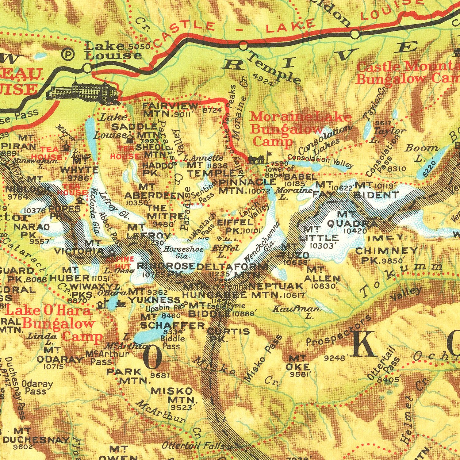 Vintage Map of the Canadian Rockies 1930