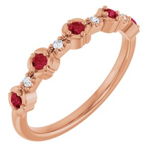 14K Rose Gold Natural Ruby & .04 CTW Natural Diamond Stackable Ring