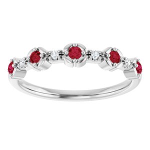 Sterling Silver Natural Ruby & .04 CTW Natural Diamond Stackable Ring