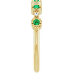 14K Yellow Gold Natural Emerald & .04 CTW Natural Diamond Stackable Ring