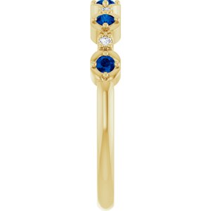 14K Yellow Gold Natural Blue Sapphire & .04 CTW Natural Diamond Stackable Ring