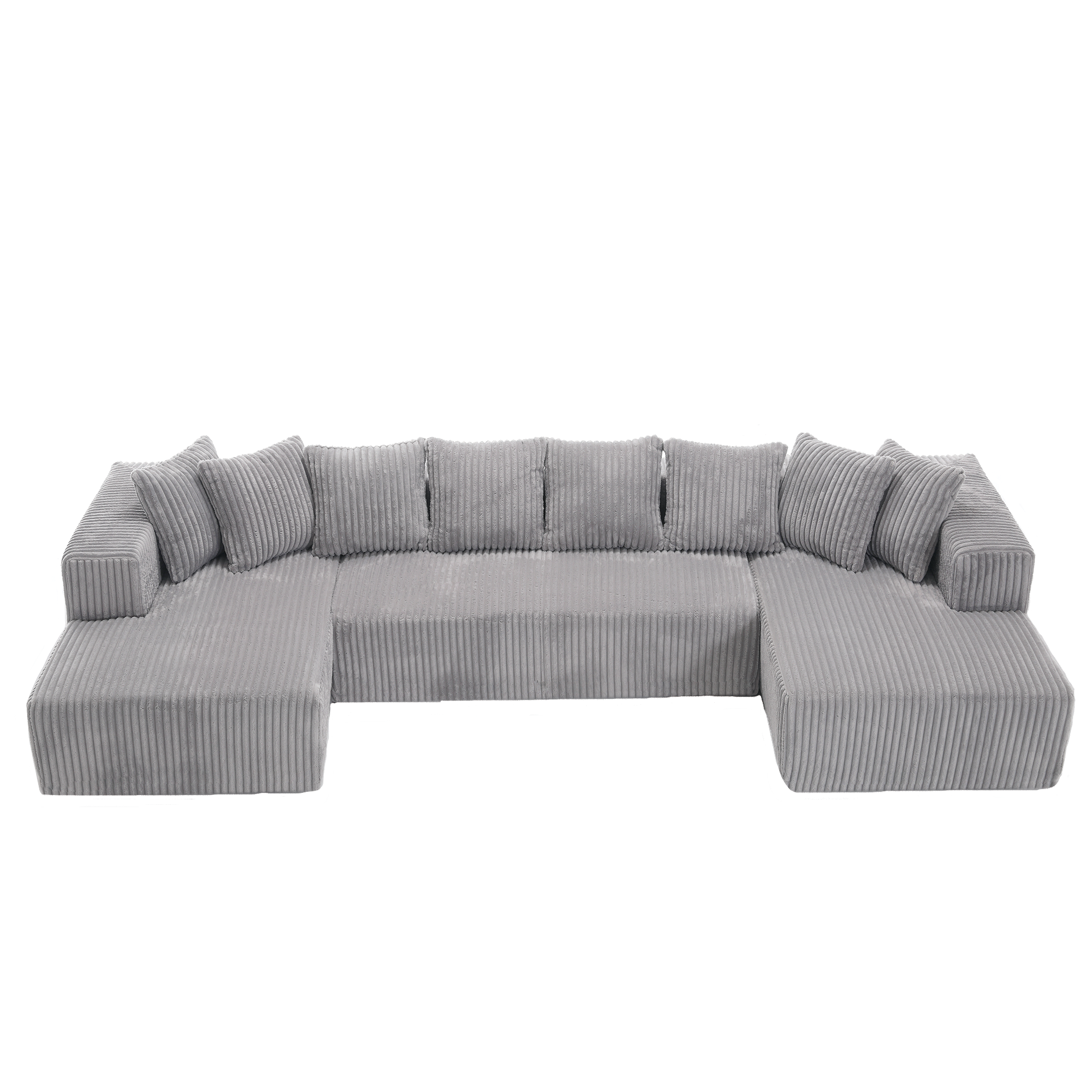 [NEW ARRIVED] [VIDEO PROVIDED]133.45'' Modular Sectional Couch, U-shaped sofa , Chaise Lounge, Striped fabric,Upholstered 4 Seater Couch for Living Room, Free Combination Sofa (Corduroy), Gray