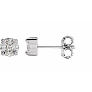 14K White Gold 1/3 CTW Natural Diamond Cluster Earrings
