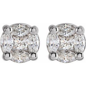 14K White Gold 1/3 CTW Natural Diamond Cluster Earrings – image 2