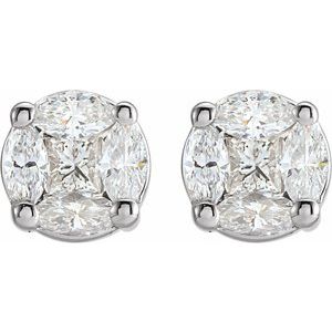 14K White Gold 3/4 CTW Natural Diamond Cluster Earrings – image 2