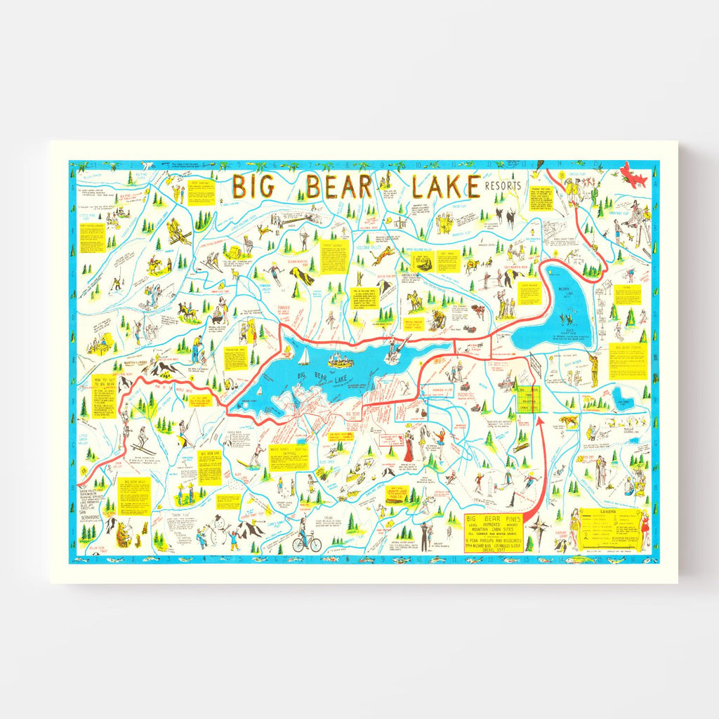 Vintage Big Bear Lake Souvenir Map 1947