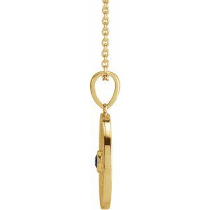 14K Yellow Gold Lab-Grown Blue Sapphire Beaded Disc 16-18" Necklace