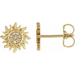 14K White Gold 1 mm Round Sun Earring Mounting