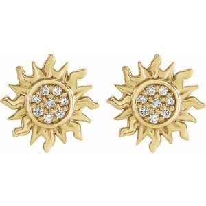 14K Yellow Gold .04 CTW Natural Diamond Sun Earrings – image 2