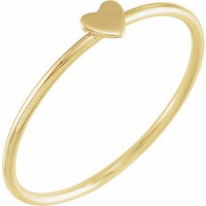 14K Yellow Gold Stackable Heart Ring Size 8