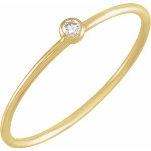 14K Yellow Gold .03 CT Natural Diamond Stackable Ring Size 5