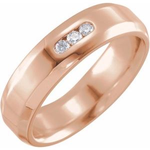 14K Rose Gold 1/8 CTW Natural Diamond Beveled Edge Band Size 13