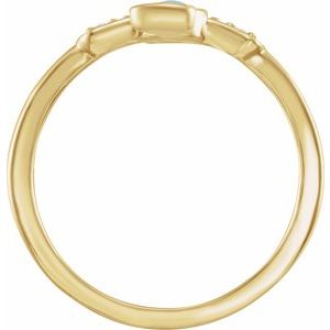 14K Yellow Gold Natural Turquoise & .04 CTW Natural Diamond Ankh Cross Ring