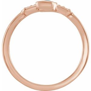 14K Rose Gold Natural Turquoise & .04 CTW Natural Diamond Ankh Cross Ring