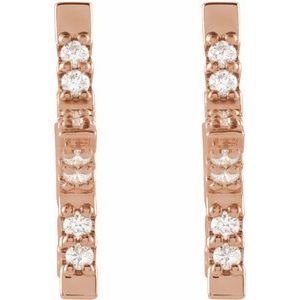 14K Rose Gold 3/8 CTW Natural Diamond Star Hoop Earrings
