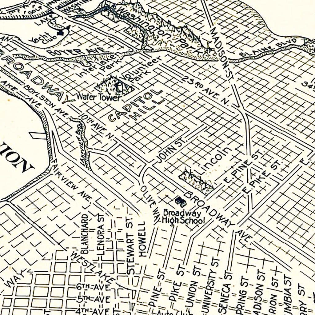 Vintage Map of Seattle, Washington 1925