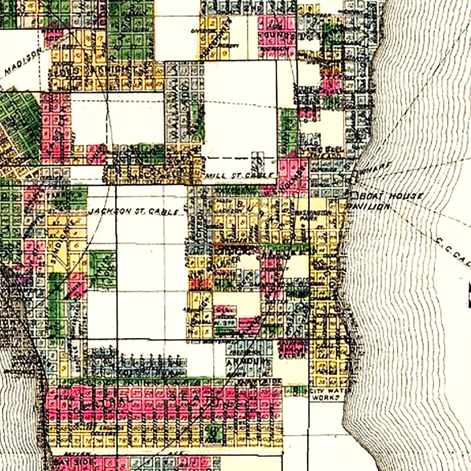 Vintage Map of Seattle, Washington 1890