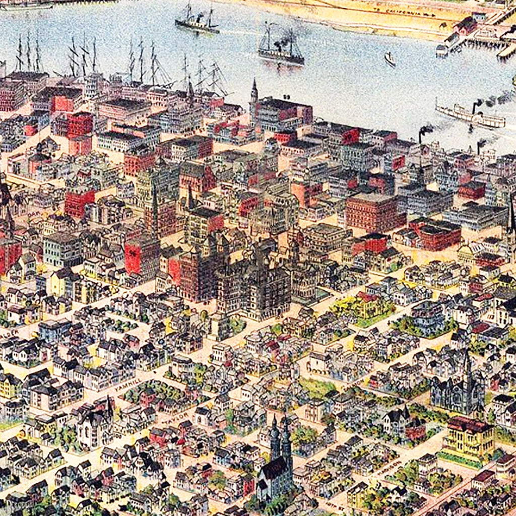 Vintage Map of Portland, Oregon 1890