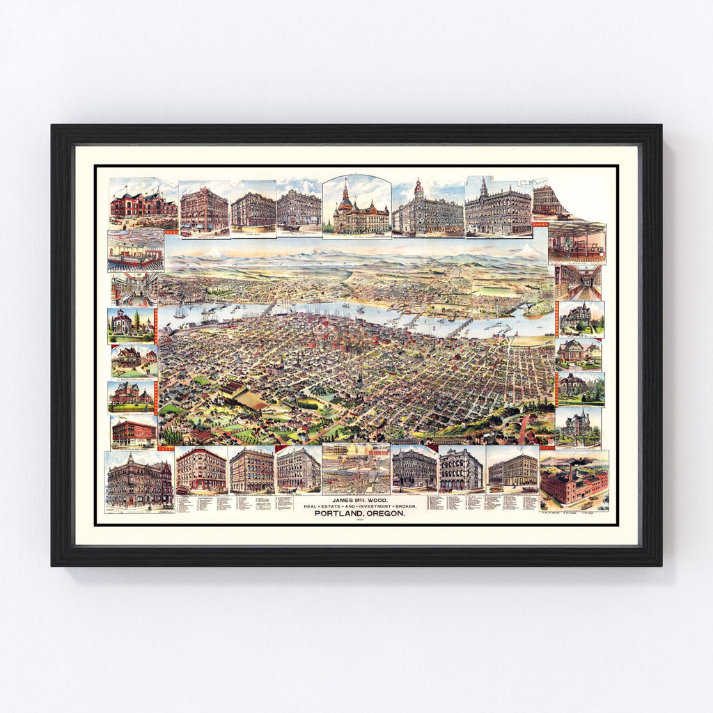 Vintage Map of Portland, Oregon 1890