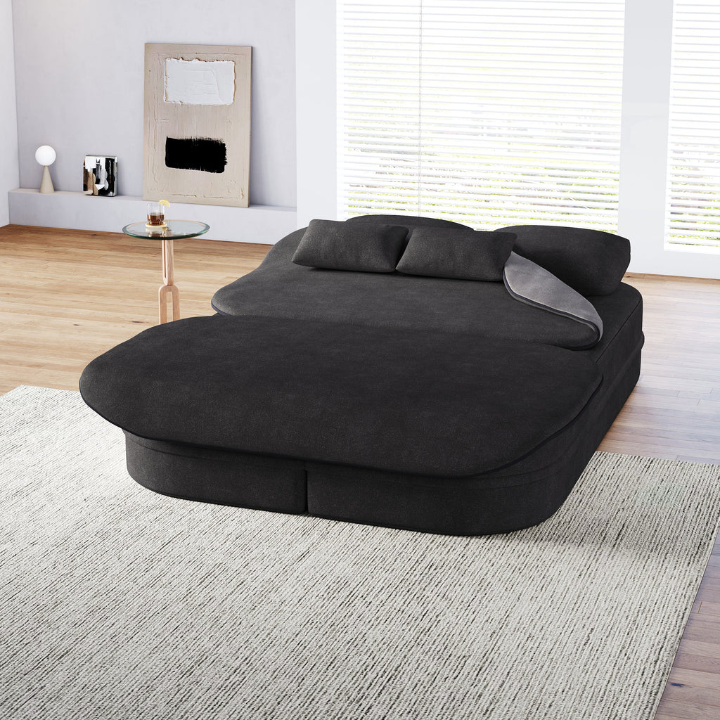 75''2-in-1 Foldable Sofa,Convertible Sleeper Foam Sofa Bed with Multi Functional Blanket, Chenille Floor folding sofa bed,  Floor Sofa Lounge Sofa for Living Room Bedroom Lounge Studio