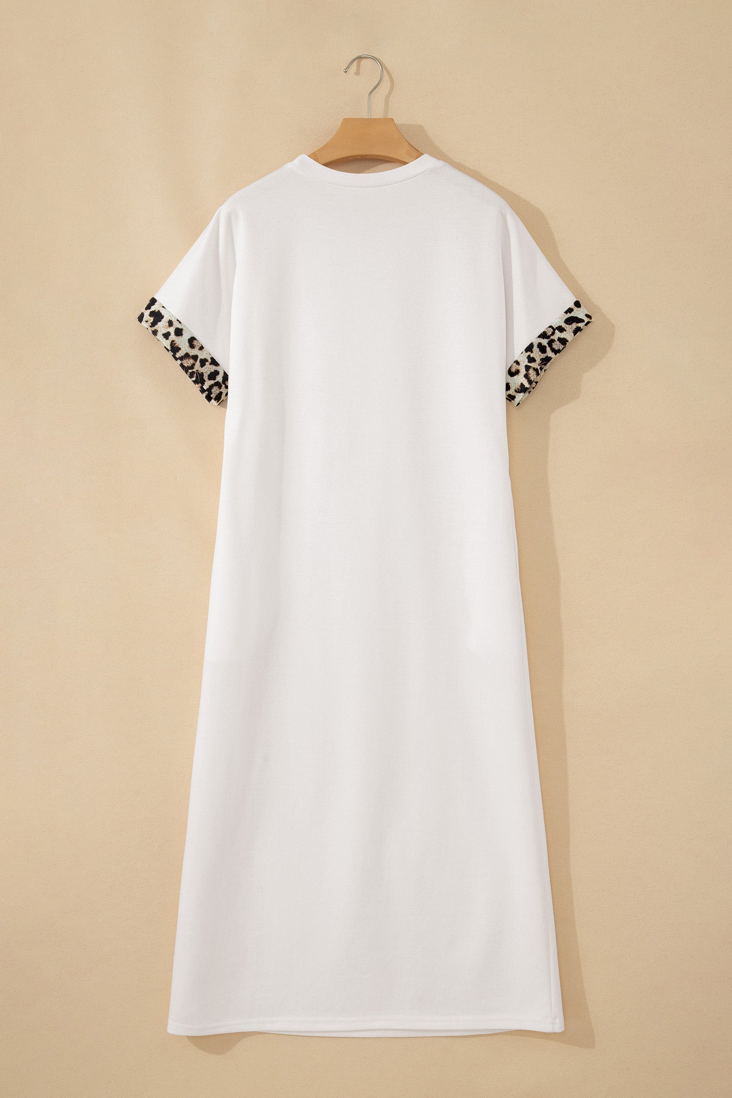 Leopard Bow Patched Short Sleeve T-Shirt Long Dress