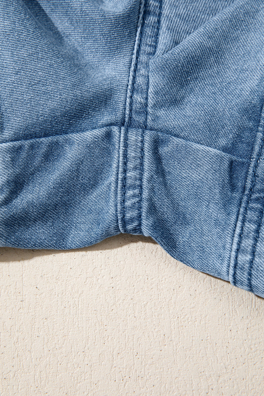 Solid Denim Smocked Elastic Waist Shorts