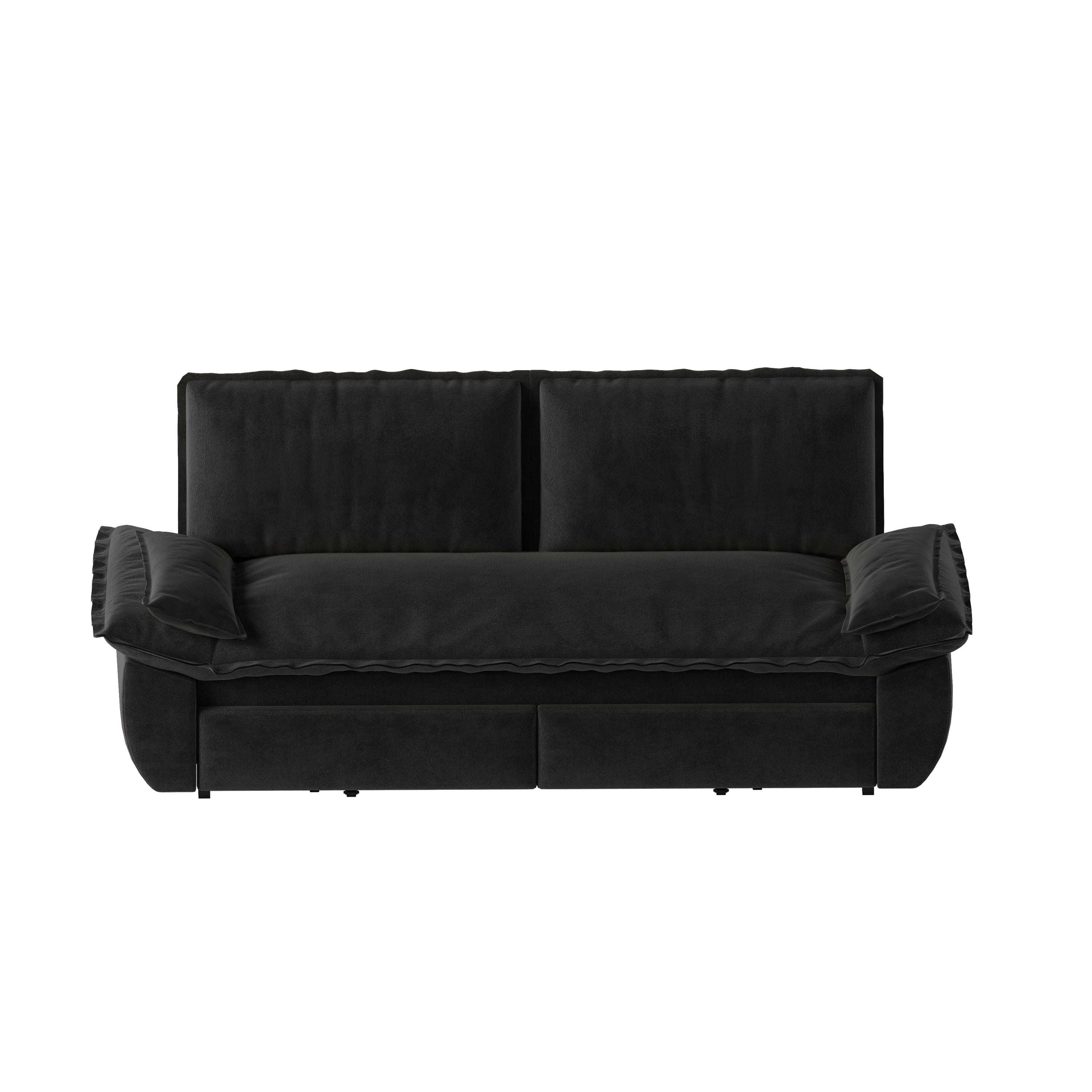 73.2' Queen Pull Out Sofa Bed,3-in-1 Convertible Sleeper Sofa,Multi-Functional Velvet Loveseat Bed,Black(Old Sku:W1885S00050)