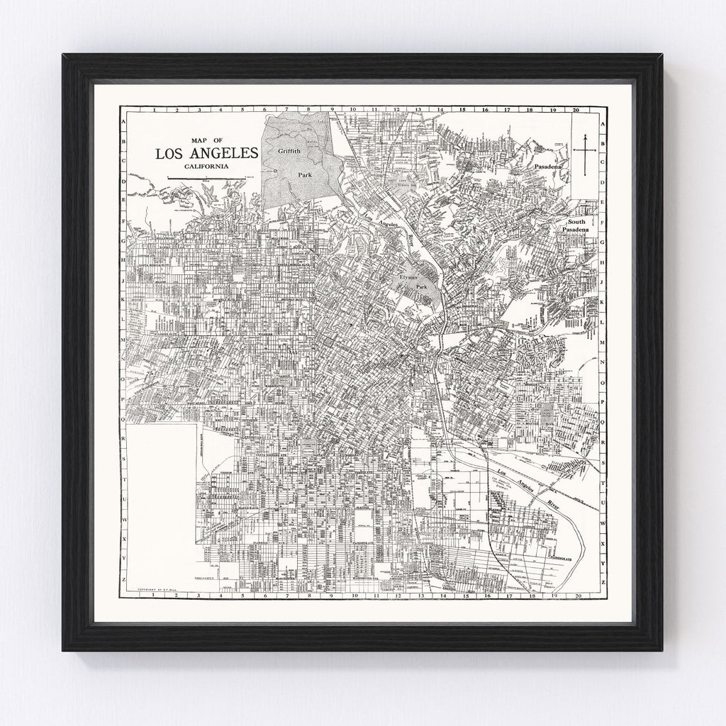 Vintage Map of Los Angeles, California 1929