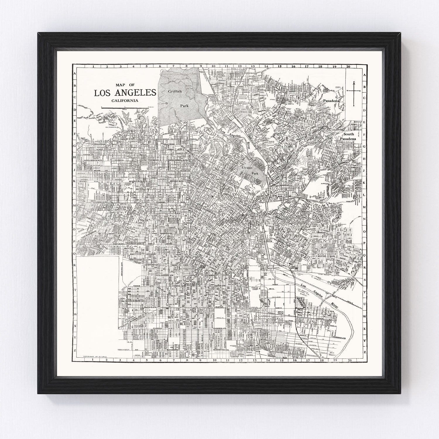 Vintage Map of Los Angeles, California 1929