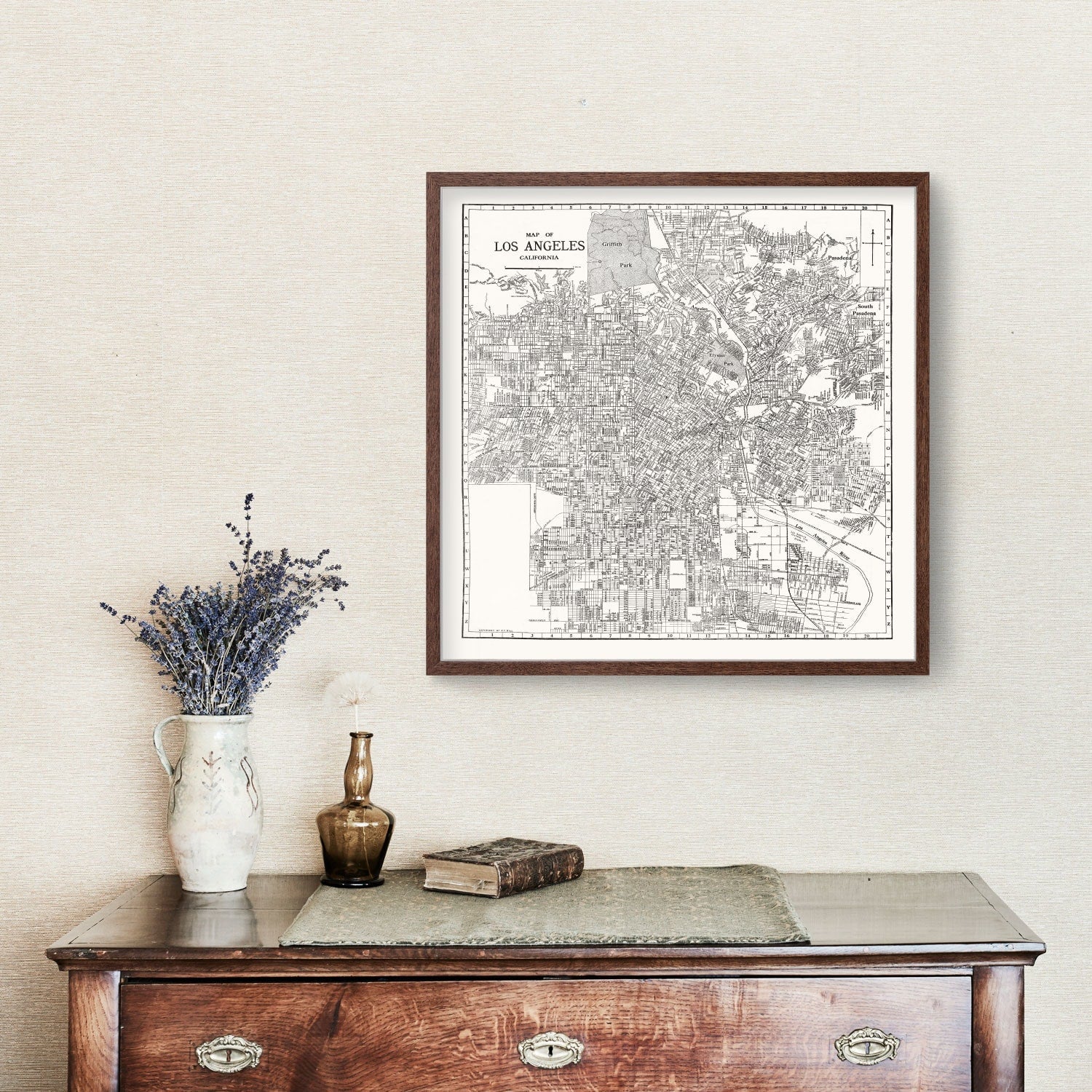 Vintage Map of Los Angeles, California 1929