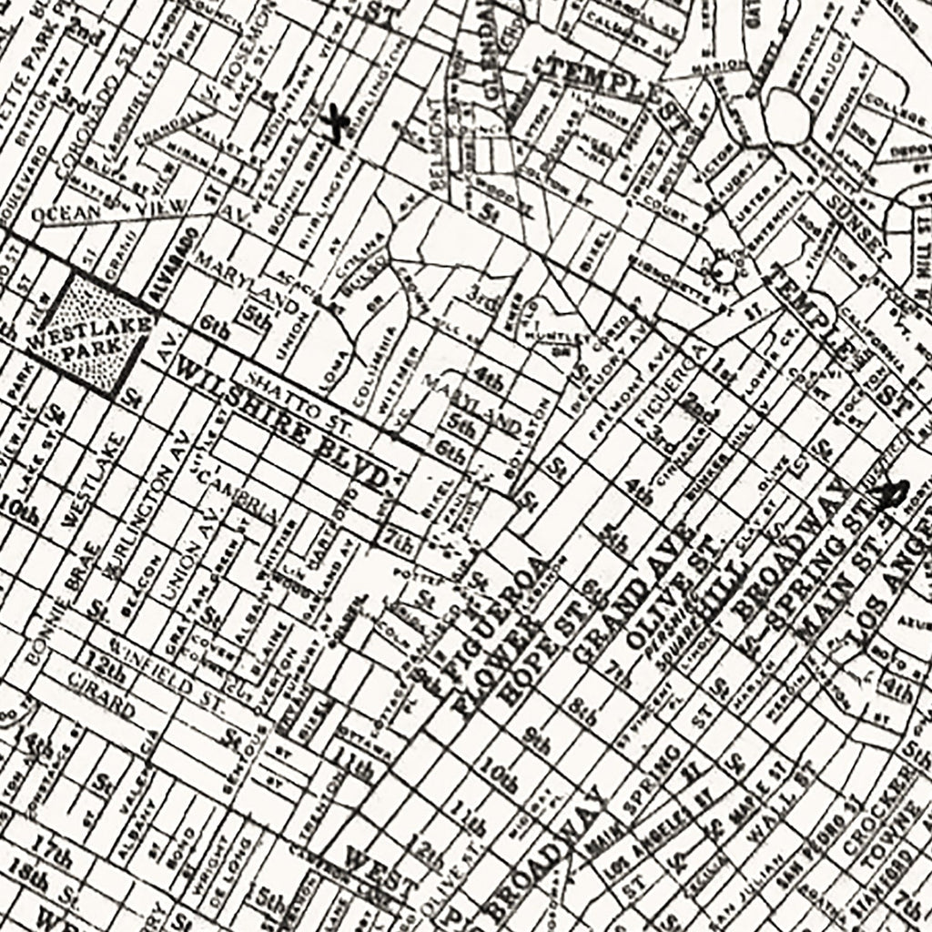 Vintage Map of Los Angeles, California 1929